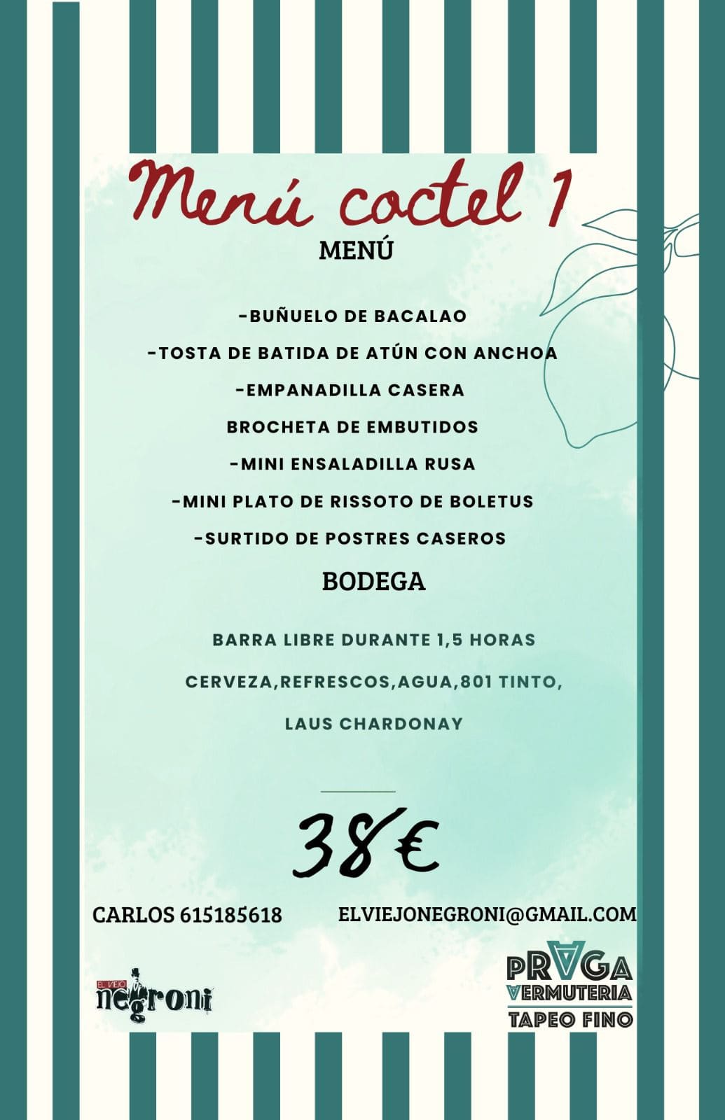Menú Tipo Coctel 1 | El Viejo Negroni