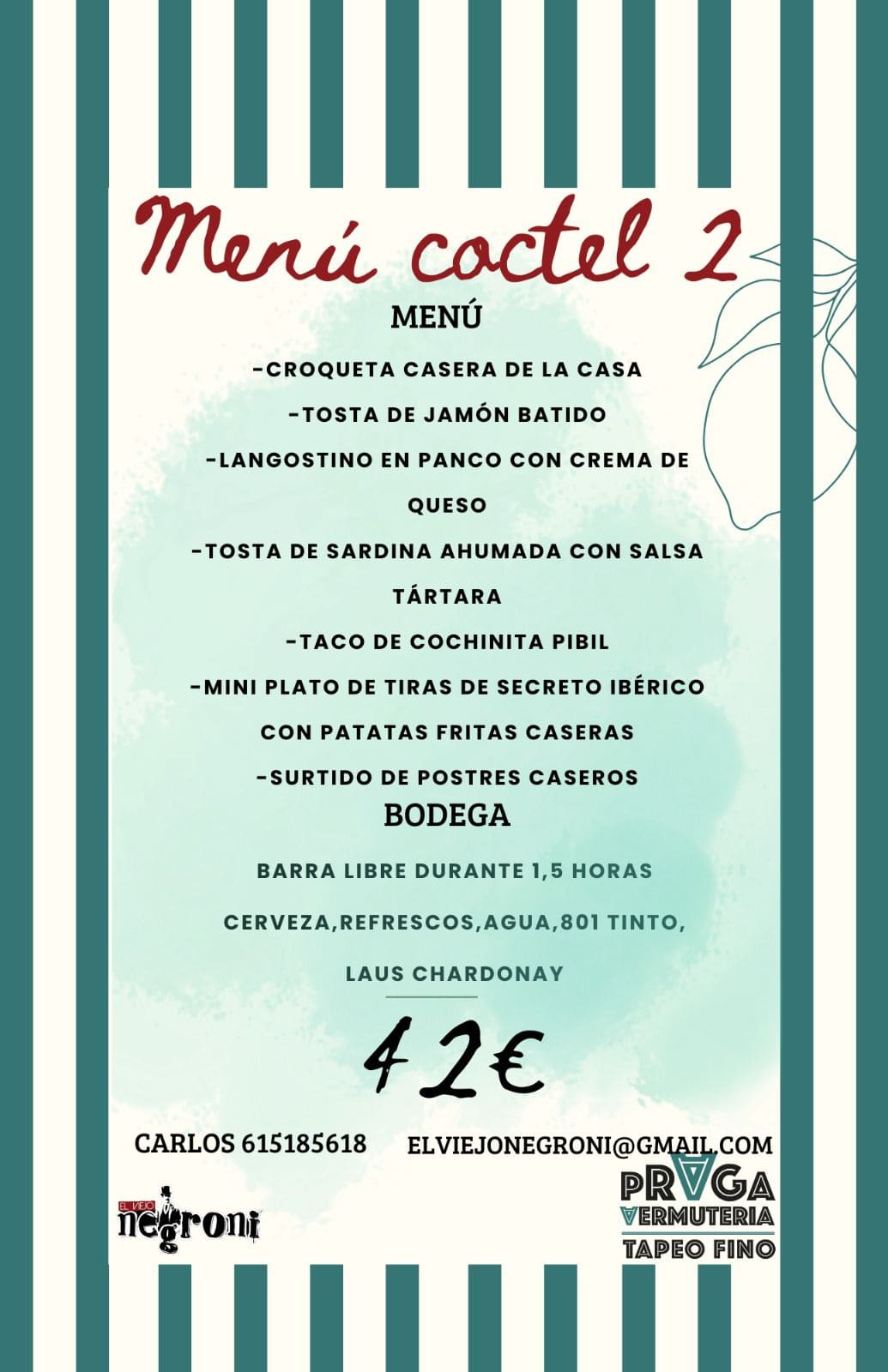 Menú Tipo Coctel 2 | El Viejo Negroni