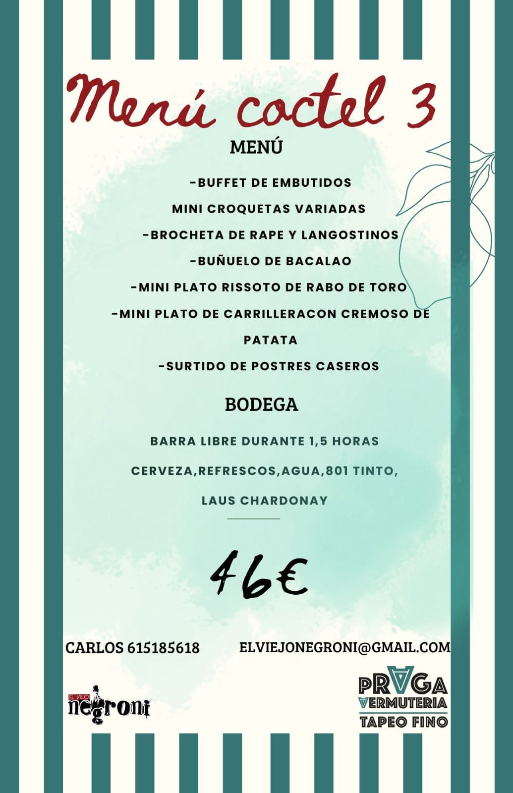 Menú Tipo Coctel 3 | El Viejo Negroni