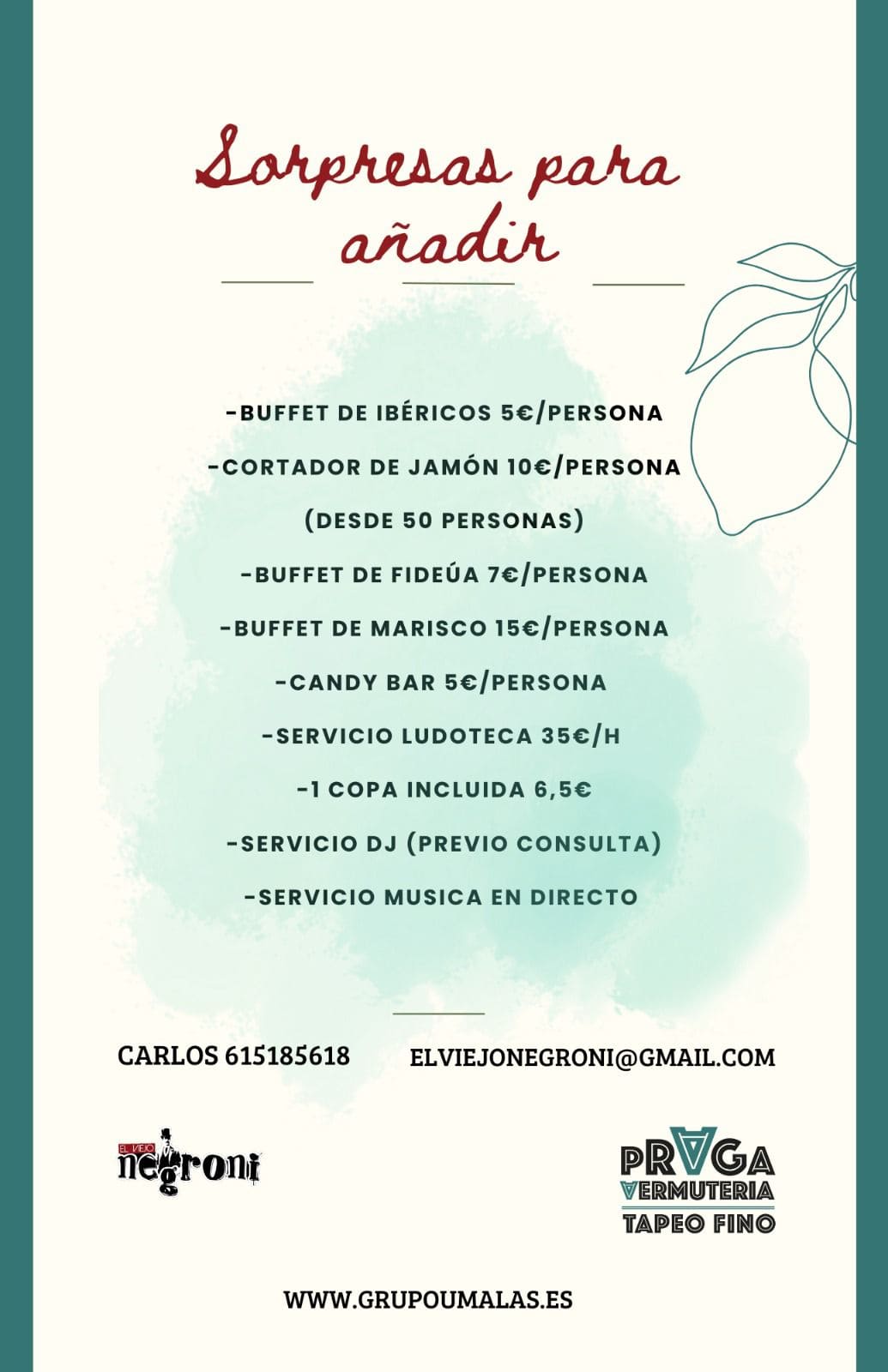 Menú Tipo Coctel 5 | El Viejo Negroni