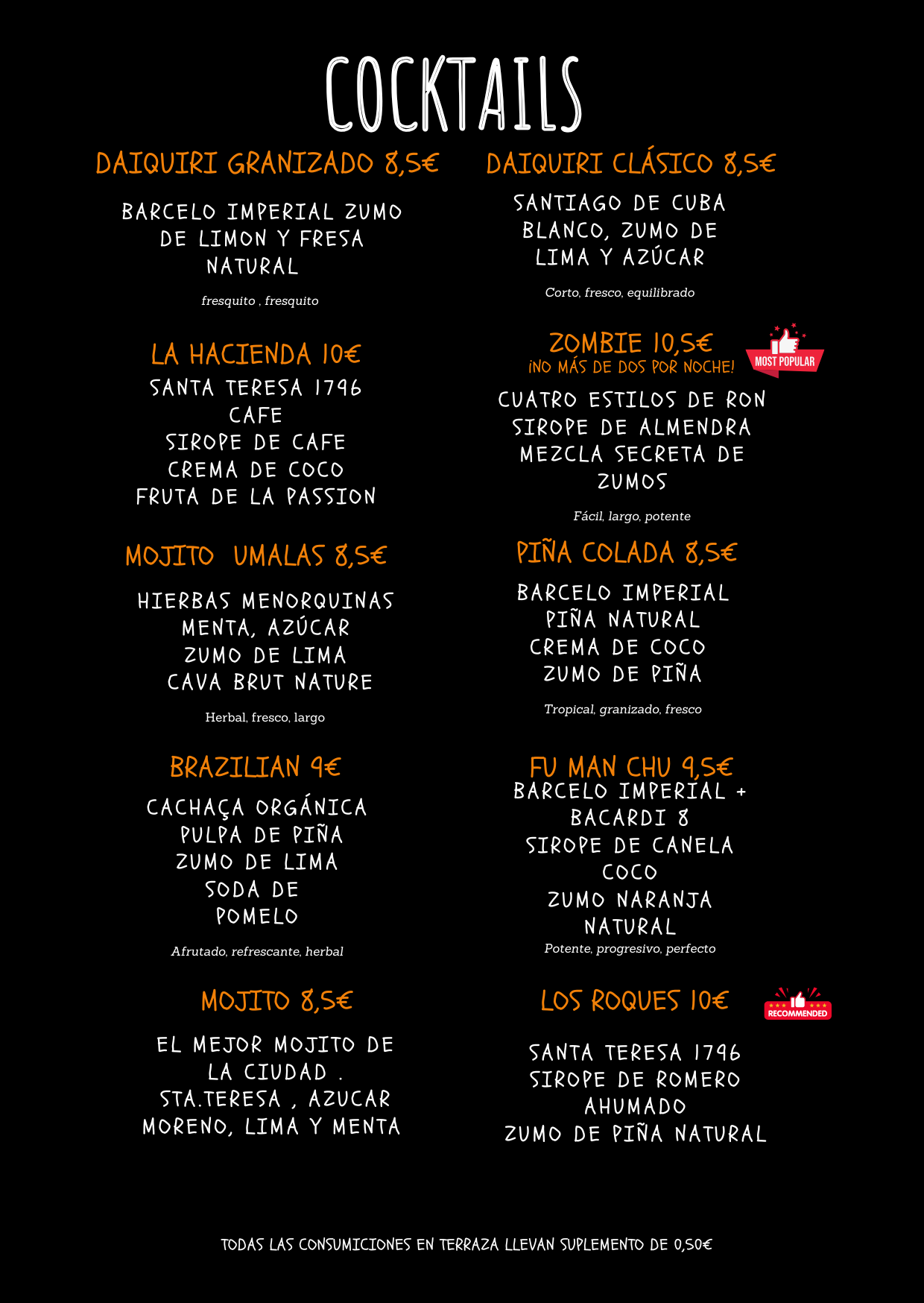 Carta Umalas Vodka y Sin Alcohol
